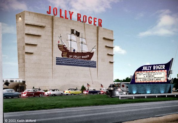 Jolly Roger Drive-In Theatre - COLORIZATION BY KEITH MILFORD